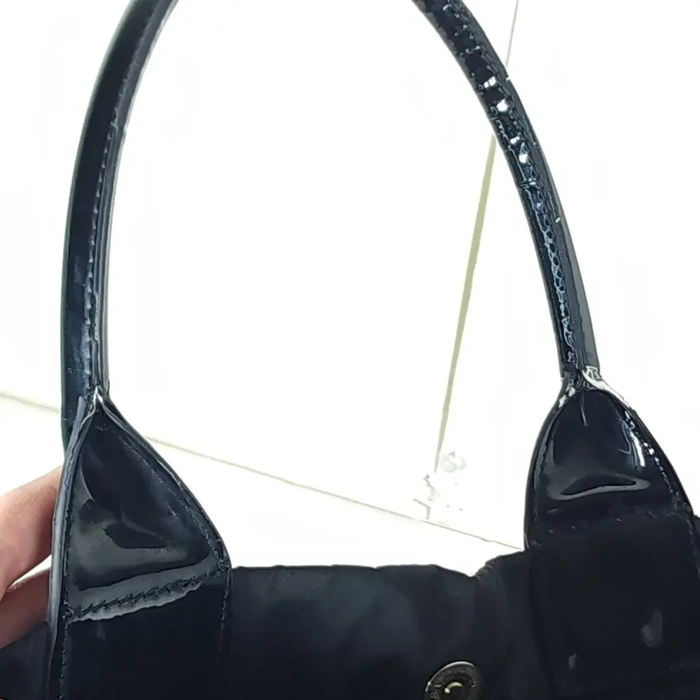 Tory Burch Ella Black Nylon Leather Trim Large Tote Bag Handbag
